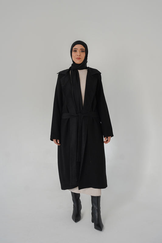 Chanel Tweed & Suede Lined Kimono Jacket – Black