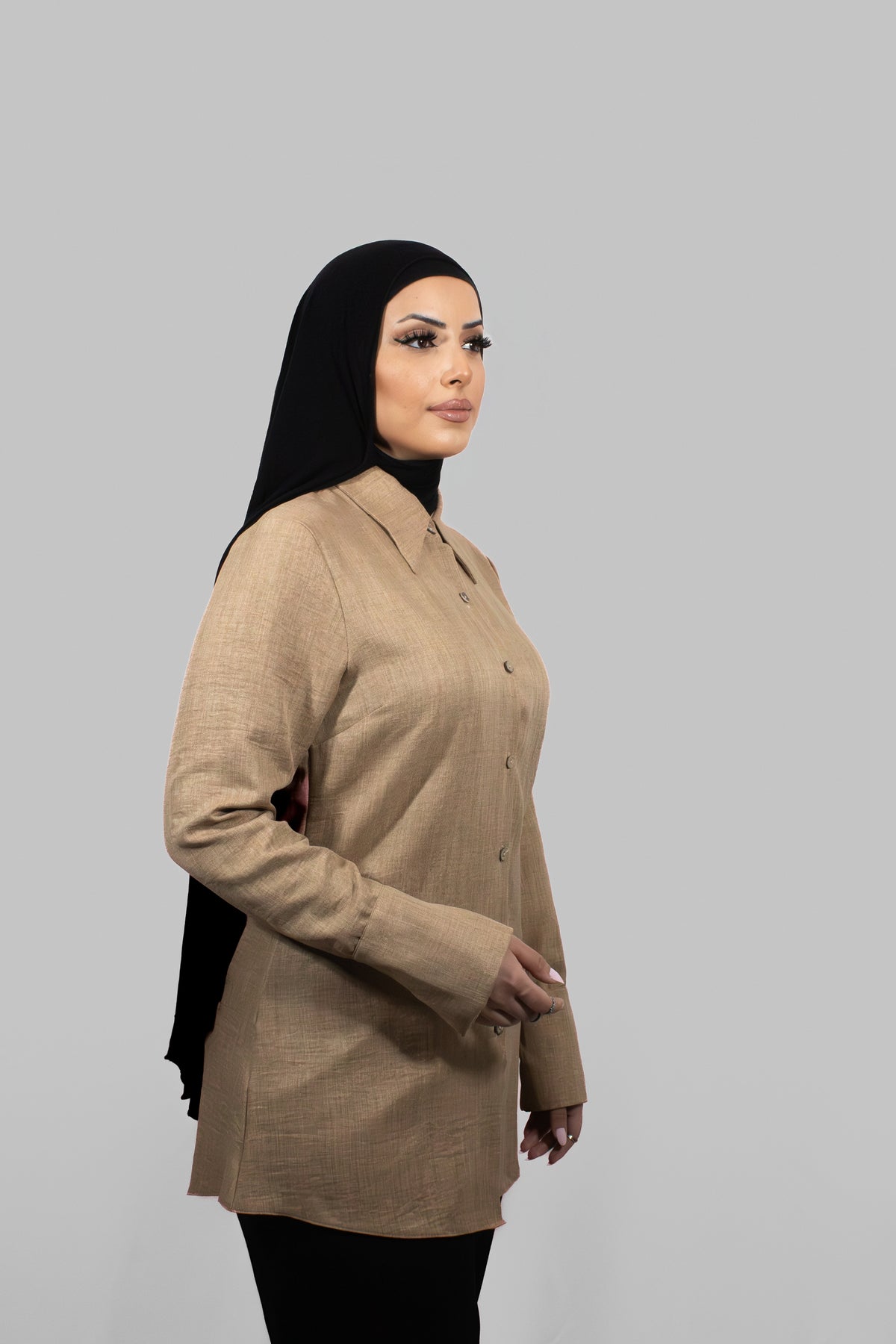 قميص ذو خصر جذاب - بُنّي