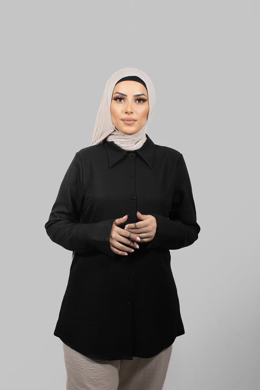 Fitted Waist Shirt – Black